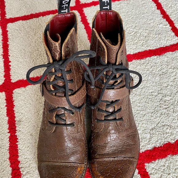 John Fluevog Brown Leather Boot with Buckle - Picture 2 of 10